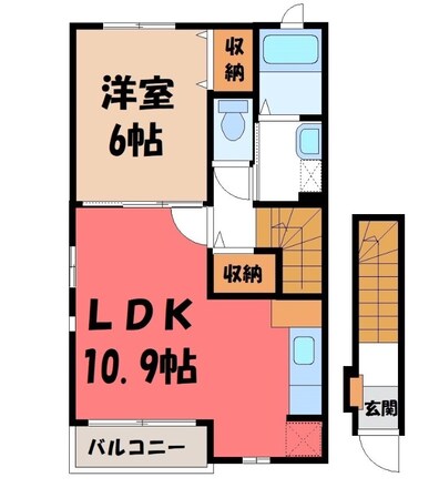 宇都宮駅 徒歩59分 2階の物件間取画像